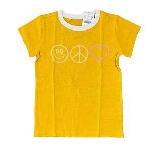NWT J. Crew Girls' Gold Ringer W/Smile, Love, Peace Graphic T-Shirt